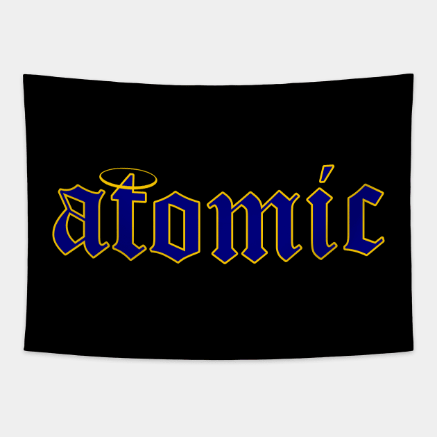 The eminence in shadow I am atomic cool streetwear typography design in Navy and Gold Color Tapestry by Animangapoi