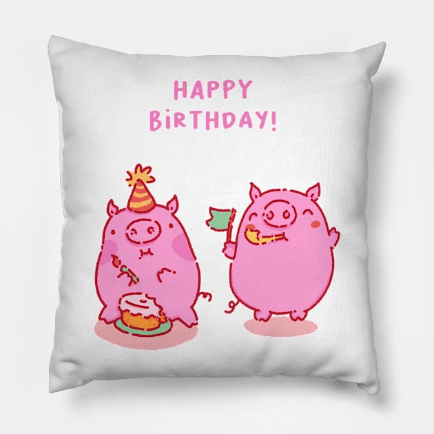 Happy birthday with friends Pillow by Tinyarts