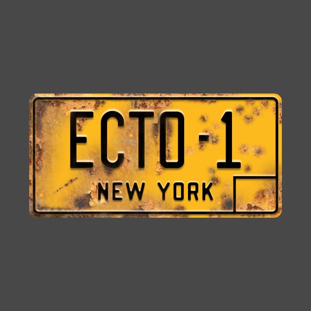 Ecto-1 Rusty Licence Plate (Ghostbusters) by GraphicGibbon