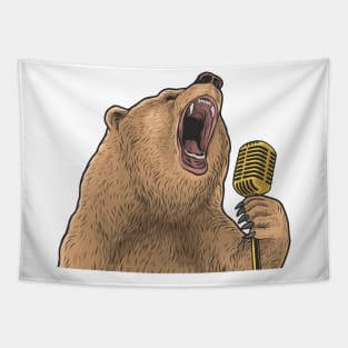 bear singing microphone Tapestry