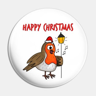 Christmas Robin Carol Singing Funny Bird Wildlife Pin