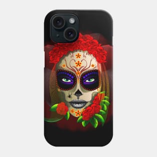 Skull Girl Dia de los Muertos Portrait Phone Case