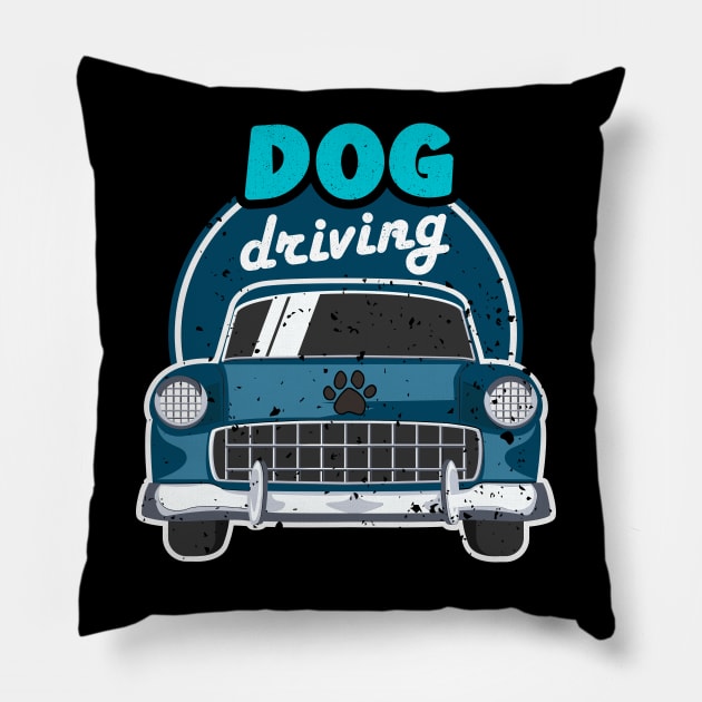 Dog Driving A Car Retro Vintage I'm not old I'm classic Pillow by alcoshirts