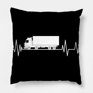 trruck heartbeat Funny Truck Driver , Trucker heartbeat Pillow