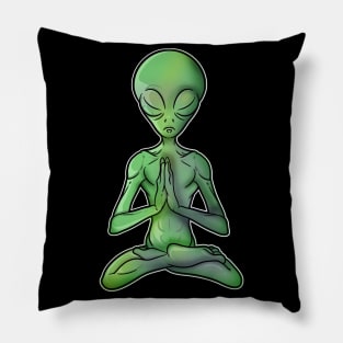 Peaceful Yoga Buddha Alien Pillow