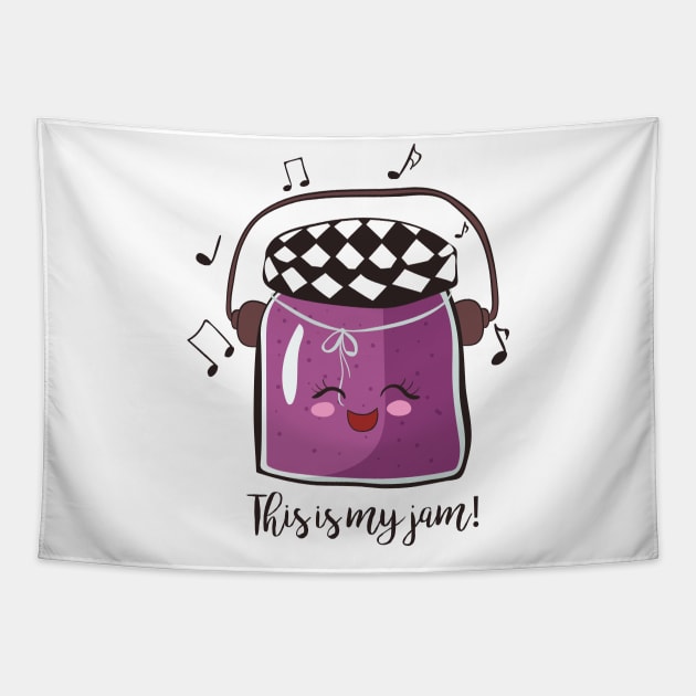 This Is My Jam, Funny Jam Food Music Tapestry by Dreamy Panda Designs