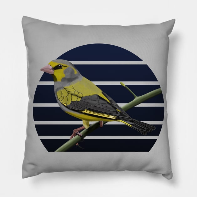 jz.birds Greenfinch Bird Animal Art Pillow by jzbirds