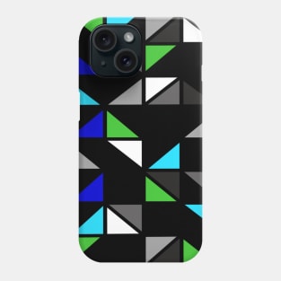 Geometric Black, Green and Blue Pattern Phone Case