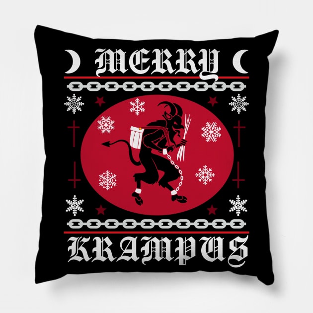 Merry Krampus Christmas Pillow by HalfCat