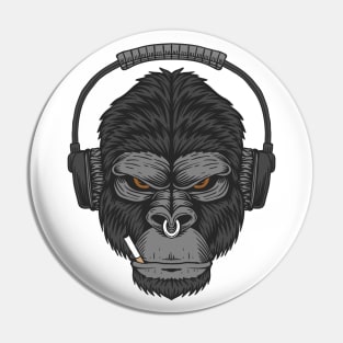 Gorilla headphone cigarette Pin