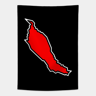 Denman Island in a Red Hot Crimson Silhouette - Simple and Classic - Denman Island Tapestry