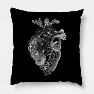 Flower Heart Spring Black and White Inverse by Tobe Fonseca Pillow