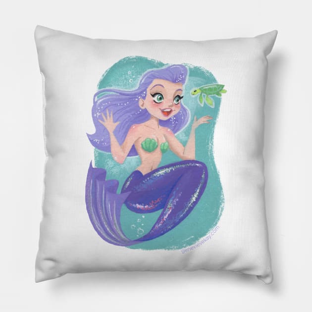 Cheerful Mermaid Pillow by GenevieveKay