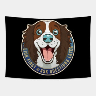 Lick First! English Spring Spaniel Dog Design Tapestry