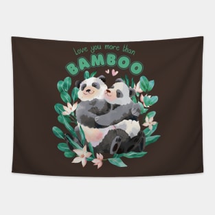 Love You More Panda Hugs Tapestry