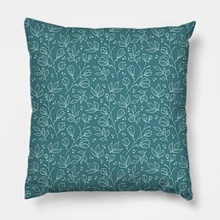 Dark blue pastel floral design Pillow