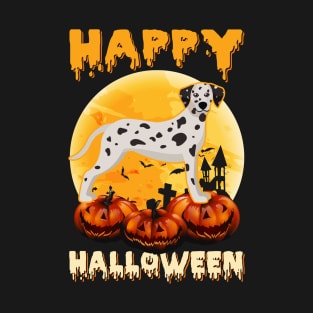 Dalmatian Dog Halloween Scary Pumpkin Costume T-Shirt