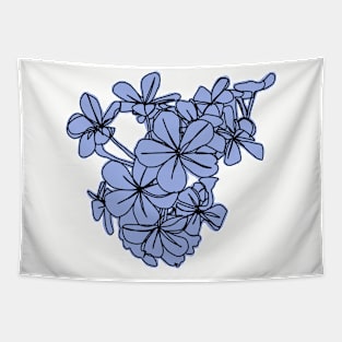 Line Drawing of Blue Flowers Tapestry