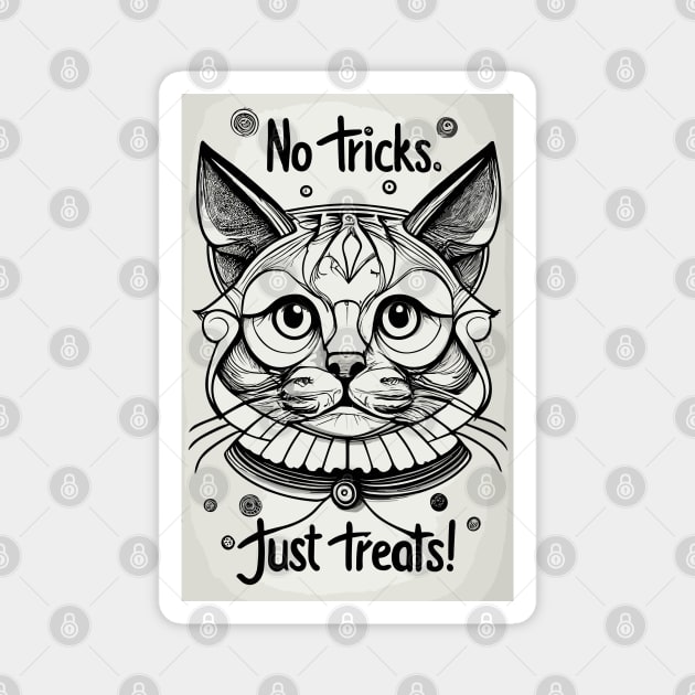 Halloween cute cat 'no tricks just treats!' Magnet by BonusSingh