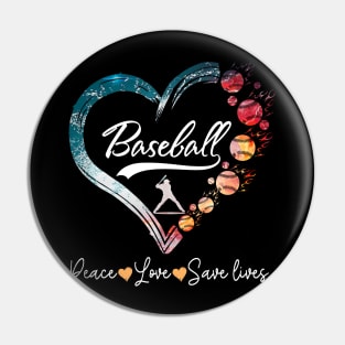 Peace Love Save Lives Heart Baseball Costume Gift Pin