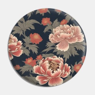 Japanese pink peony flower pattern, kimono design Pin