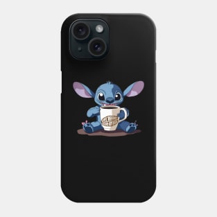 Cute Stich with coffee Phone Case