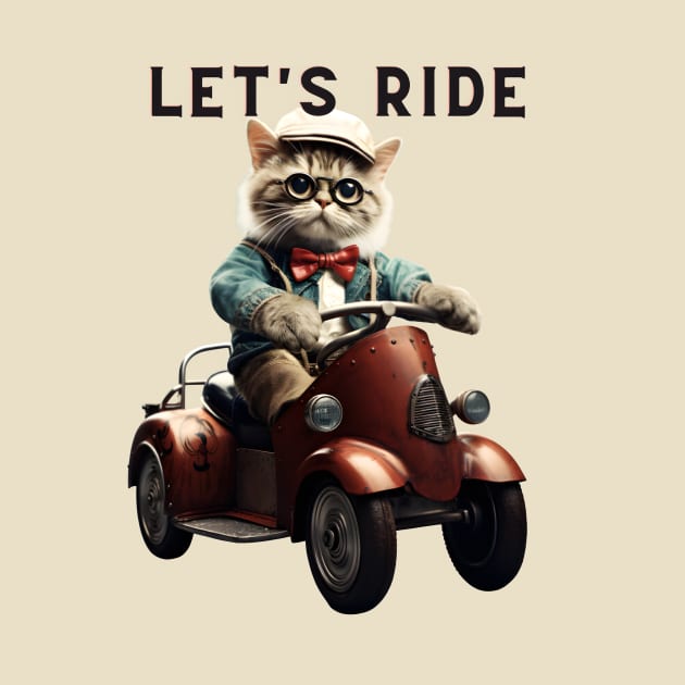 Let's Ride Retro Cat Design | Vintage Cat Lover by KittyStampedeCo