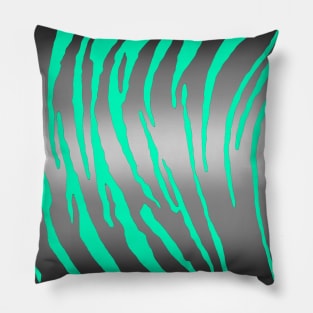 Silver Tiger Stripes Aqua Pillow