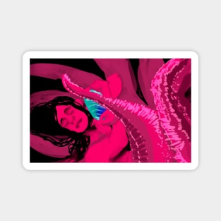 Sunflower sea star starfish merman for mermay pink fuchsia tentacles reclining man Magnet