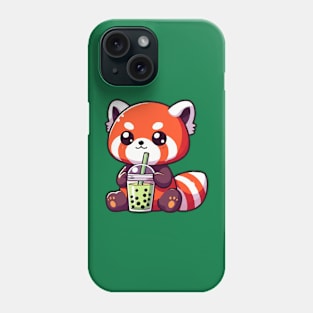 cute red panda drink green boba Phone Case