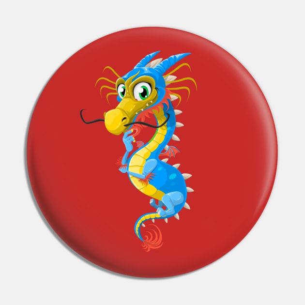 Dragon Cartoon Blue Pin by Mako Design 