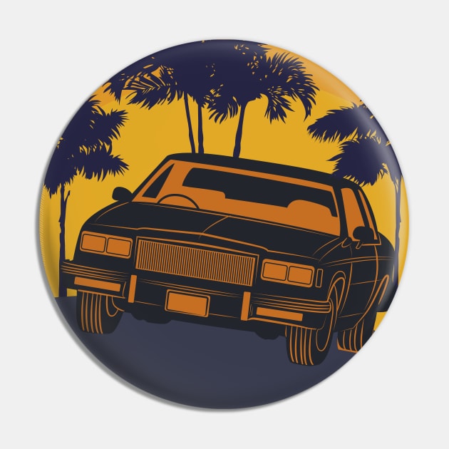 Classic Car Sunset Pin by SWON Design