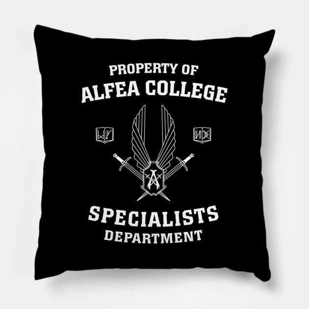 Property of Alfea College: Specialists Department Pillow by BadCatDesigns