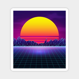 Brazen Yellow Sunset Synthwave Magnet