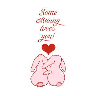 Bunny love damask pattern on red T-Shirt