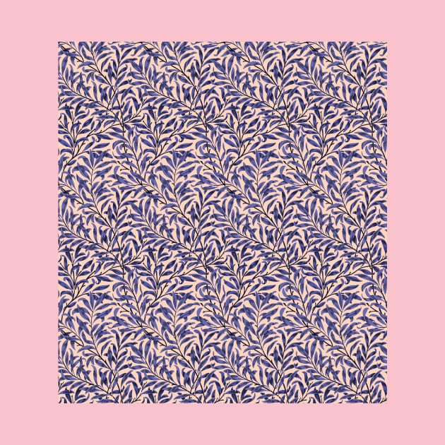 William Morris Willow Boughs Recolored Blue on Peach by tiokvadrat