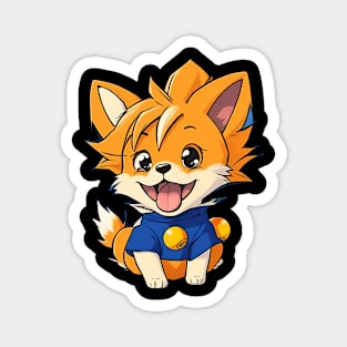 Adorable Cartoon Dog in Goku Style Magnet