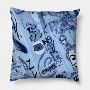 Graffiti Tag Blue Street Art Stickers NYC Pillow