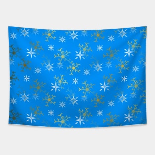 SNOWFLAKES Pattern Gold And White Tapestry