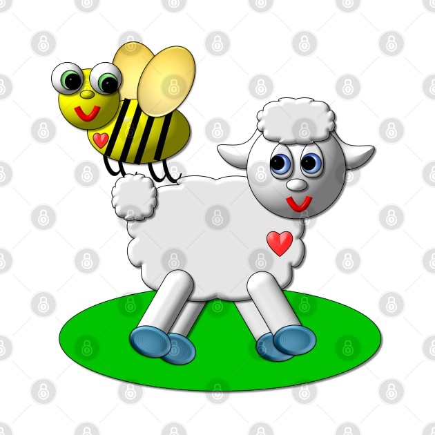 Cute Bumble Bee and Baby Baa by CuteCrittersWithHeart