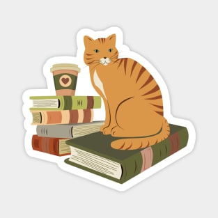 Cats, books, and coffee Magnet