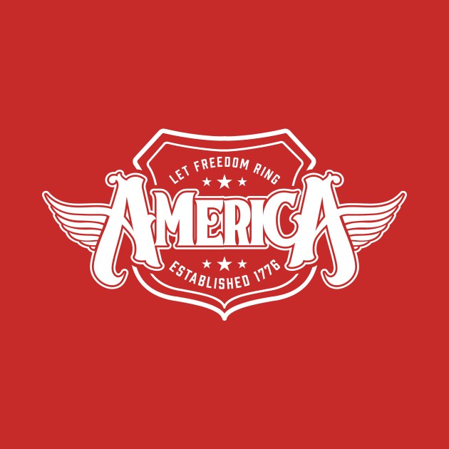 America - Shield Design (White on Red) by jepegdesign