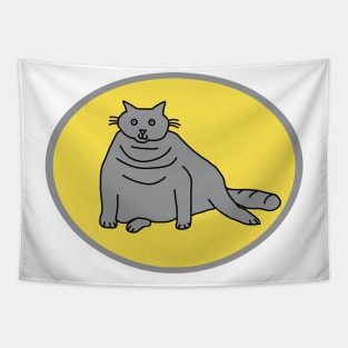 Ultimate Gray Chubby Cat on Illuminating Oval Tapestry