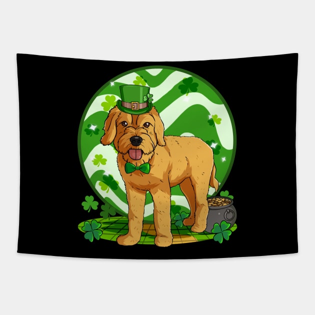 Goldendoodle Dog St Patricks Day Leprechaun Tapestry by Noseking