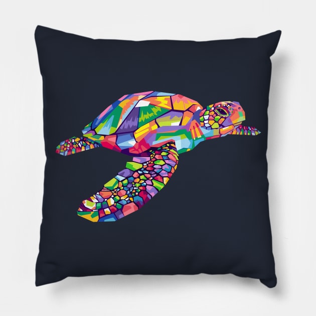 TURTLE POP ART Pillow by erikhermawann22