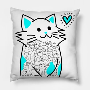 Cats Brighten Up My Heart (Blue) Pillow