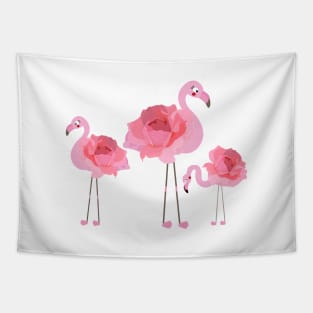 Flamingo with pink hand drawn roses Tapestry