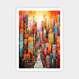 Colorful Dream World Cityscape Abstract Art Magnet