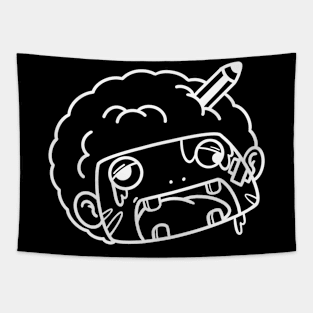 Afro Zombie | White Outline | Front Back Tapestry