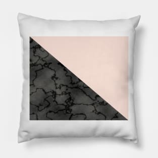 Peach and black dark marble Pillow